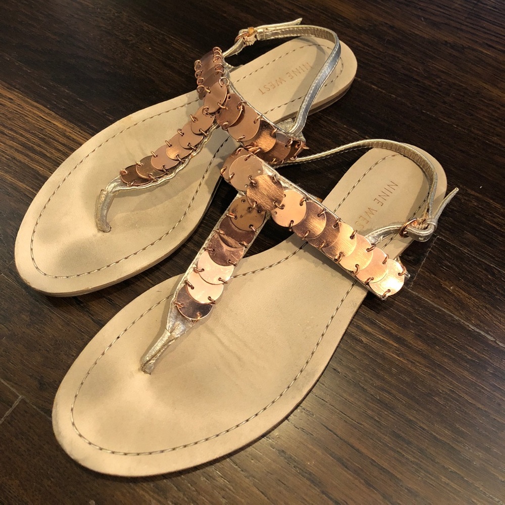Nine West gold jeweled sandals size 7